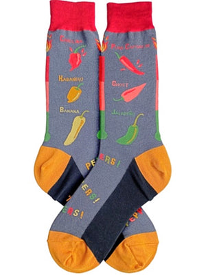 FOOT TRAFFIC Brand Men’s HOTTEST PEPPERS Socks - Novelty Socks for Less