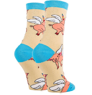 OOOH YEAH Brand Ladies FLYING PIGS Socks - Novelty Socks for Less