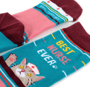 PARQUET Brand Ladies ‘BEST NURSE EVER’ With CAT ‘HEALTHCARE HERO’ - Novelty Socks for Less
