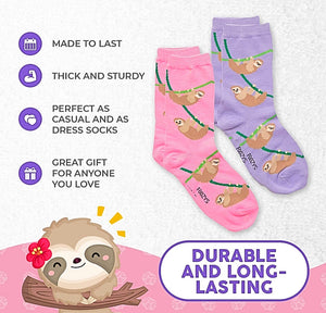 FOOZYS BRAND Ladies 2 Pair SLOTH Socks - Novelty Socks for Less