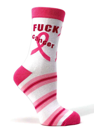 FABDAZ Brand Ladies FUCK CANCER Socks BREAST CANCER - Novelty Socks for Less