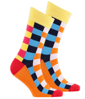 SOCKS N SOCKS Brand Men’s BRIGHT CHECKERED Pattern - Novelty Socks for Less