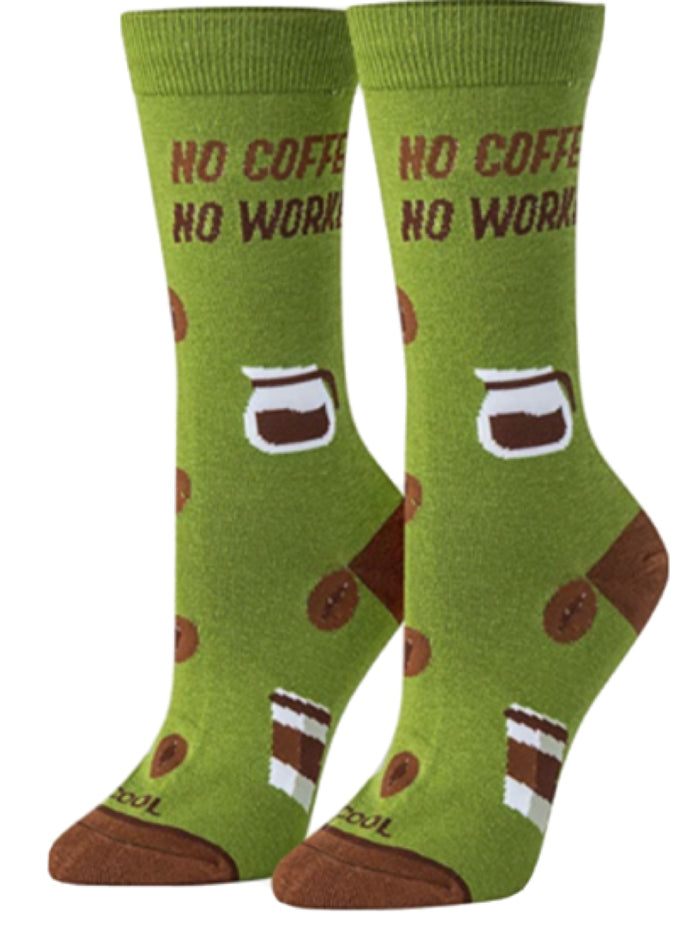 COOL SOCKS BRAND Ladies Socks 'NO COFFEE NO WORKEE'