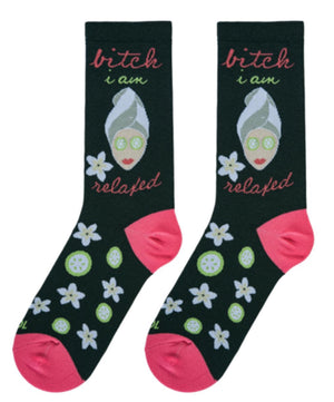 COOL SOCKS BRAND LADIES ‘BITCH I AM RELAXED’ SOCKS - Novelty Socks for Less