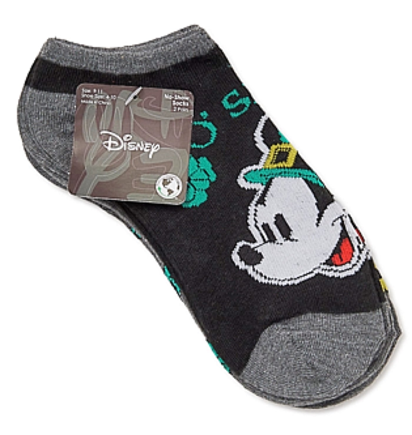 DISNEY LADIES ST. PATRICKS DAY 2 PAIR OF NO SHOW SOCKS MICKEY