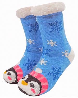 PENGUIN Ladies Sherpa Lined Gripper Bottom Slipper Socks - Novelty Socks for Less