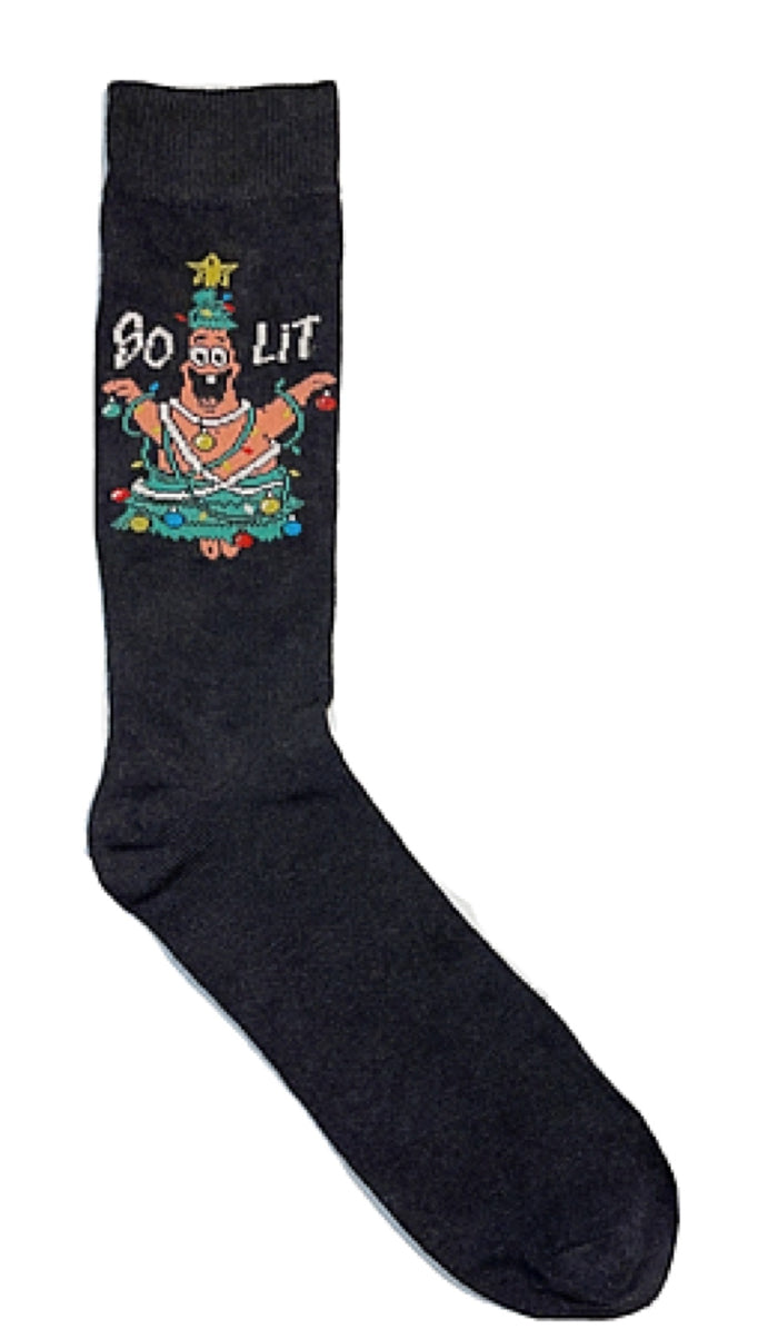 SPONGEBOB SQUAREPANTS CHRISTMAS Men's PATRICK Socks 'SO LIT'