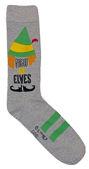 ELF THE MOVIE MEN’S CHRISTMAS SOCKS ‘RAISED BY ELVES’ - Novelty Socks for Less