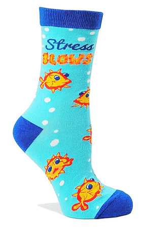 FABDAZ Brand Ladies ‘STRESS BLOWS’ Socks With BLOWFISH - Novelty Socks for Less