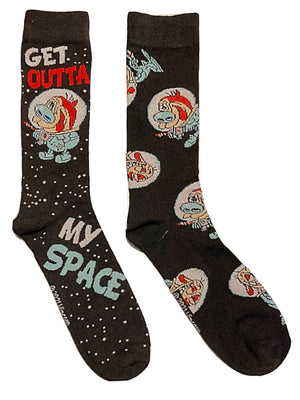 REN & STIMPY Men’s 2 Pair Of Socks ‘GET OUTTA MY SPACE’ - Novelty Socks for Less