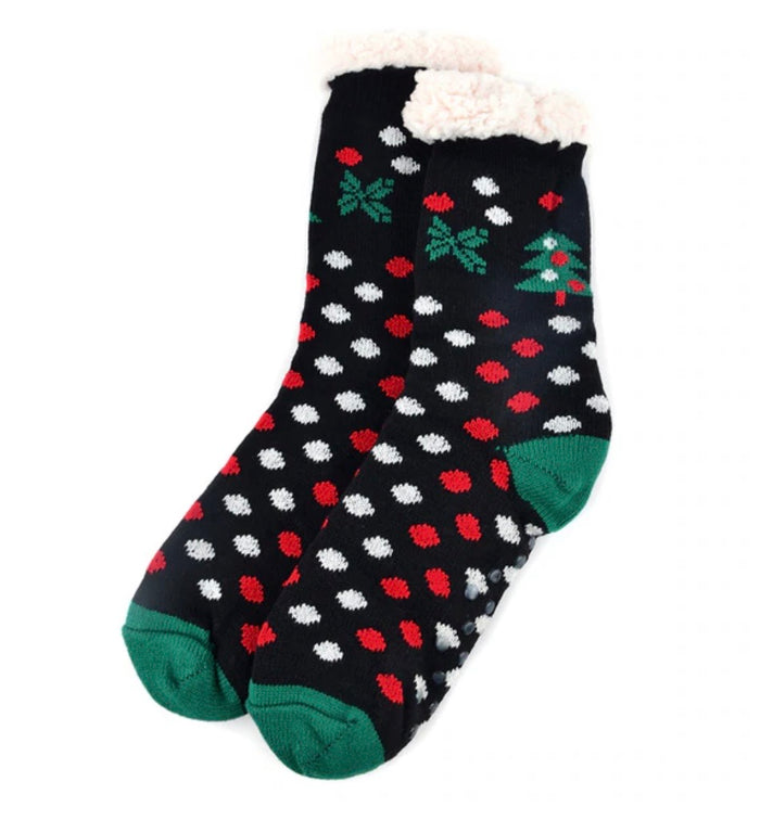 NOLLIA Brand Ladies CHRISTMAS NON-SKID SHERPA SLIPPER SOCKS