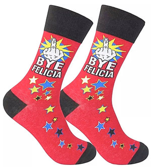 FRIDAY Movie Unisex ‘BYE FELICIA’ Socks With MIDDLE FINGER FUNATIC Brand - Novelty Socks for Less