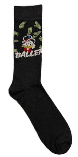 DISNEY DUCKTALES Men’s SCROOGE MCDUCK Socks ‘BALLER’ - Novelty Socks for Less