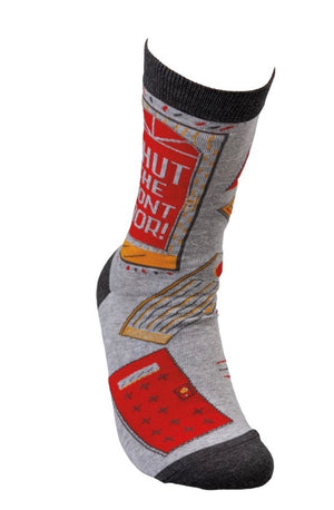 PRIMITIVES BY KATHY Unisex ‘SHUT THE FRONT DOOR’ Socks OSFM - Novelty Socks for Less