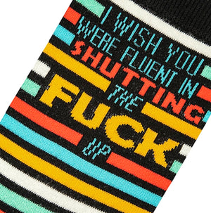 COOL SOCKS BRAND LADIES ‘I WISH YOU WERE FLUENT IN SHUTTING THE FUCK UP SOCKS’ - Novelty Socks for Less