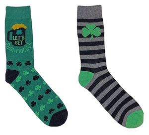 SAINT PATRICK’S DAY Men’s 2 Pair Of Socks ‘LET’S GET SHAMROCKED’ - Novelty Socks for Less