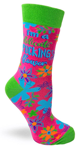 FABDAZ BRAND LADIES ‘I’M A DELICATE FUCKING FLOWER’ SOCKS - Novelty Socks for Less