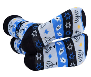 Parquet Brand Hanukkah Men’s Socks DREIDEL, MENORAH - Novelty Socks for Less