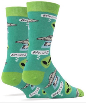OOOH GEEZ Brand Men’s BACON ABDUCTION Socks - Novelty Socks for Less