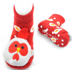 BOOGIE TOES Baby Unisex CHICKEN & EGG Rattle GRIPPER BOTTOM Socks by PIERO LIVENTI - Novelty Socks for Less