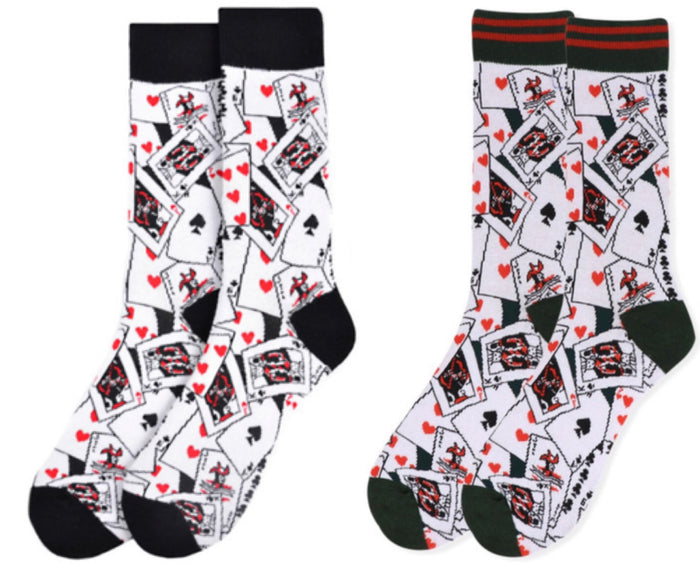 PARQUET BRAND MEN’S PLAYING CARDS POKER SOCKS (CHOOSE COLOR)