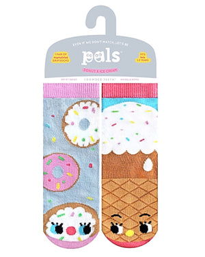 PALS SOCKS Brand TODDLER DONUT & ICE CREAM MISMATCHED GRIPPER SOCKS - Novelty Socks for Less