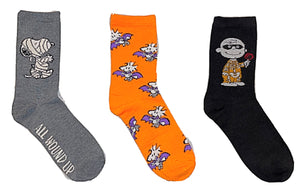 PEANUTS LADIES HALLOWEEN 3 PAIR OF SOCKS ‘ALL WOUND UP’ CHARLIE BROWN - Novelty Socks for Less