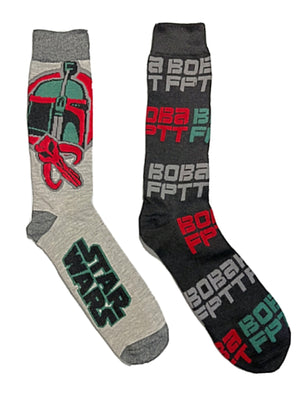 STAR WARS THE MANDALORIAN Men’s 2 Pair Of BOBA FETT Socks - Novelty Socks for Less