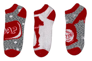 A CHRISTMAS STORY LADIES 3 PAIR OF FUZZY ANKLE SOCKS - Novelty Socks for Less