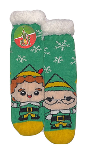 ELF THE MOVIE LADIES CHRISTMAS SHERPA LINED GRIPPER BOTTOM SLIPPER SOCKS - Novelty Socks for Less