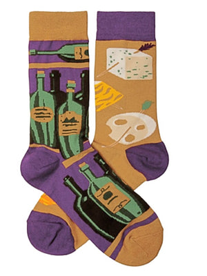 PRIMITIVES BY KATHY Unisex WINE & CHEESE Socks - Novelty Socks for Less