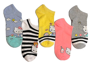 HELLO KITTY Ladies 5 Pair Of No Show Socks - Novelty Socks for Less