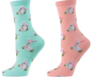 MeMoi Brand Ladies EASTER BUNNY Socks (CHOOSE COLOR) - Novelty Socks for Less