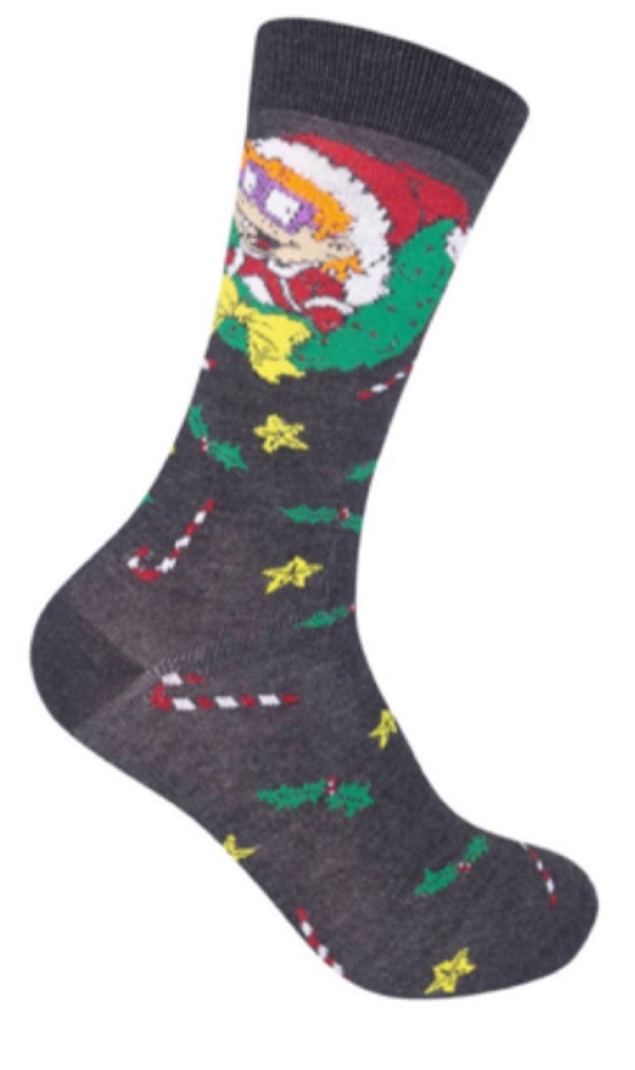 RUGRATS Men's CHRISTMAS Socks CHUCKIE IN SANTA HAT