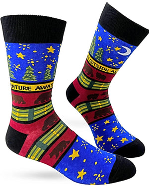 FABDAZ BRAND MEN’S SOCKS ADVENTURE AWAITS GET OUTSIDE - Novelty Socks for Less