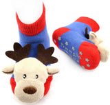 BOOGIE TOES Unisex Baby REINDEER RATTLE GRIPPER BOTTOM SOCKS By PIERO LIVENTI - Novelty Socks for Less