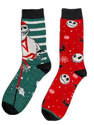 NIGHTMARE BEFORE CHRISTMAS Men’s 2 Pair Of SANTA JACK Socks - Novelty Socks for Less