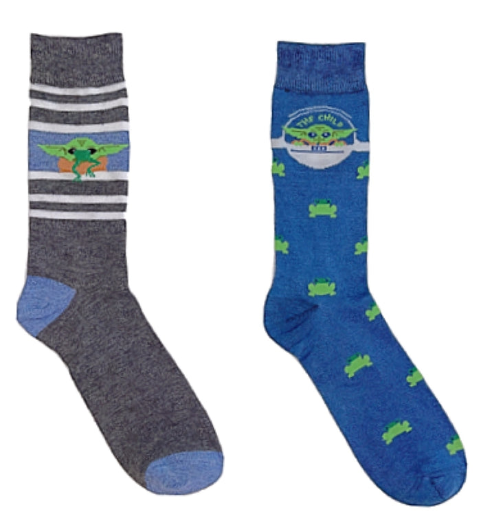 DISNEY STAR WARS THE MANDALORIAN Men’s 2 Pair Of BABY YODA Socks With FROGS