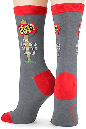 FOOT TRAFFIC Brand Ladies REALTOR REAL ESTATE Socks - Novelty Socks for Less
