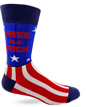 FABDAZ BRAND MEN’S AMERICAN FLAG SOCKS ‘FREE AS FUCK’ - Novelty Socks for Less