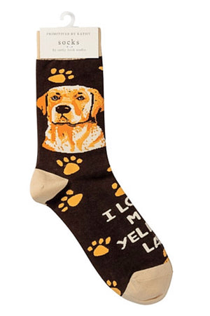 PRIMITIVES BY KATHY Unisex ‘I LOVE MY YELLOW LAB’ Dog Socks - Novelty Socks for Less