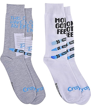 CRAYOLA CRAYONS Men’s 2 Pair Of Socks ‘MONDAY GOT ME FEELIN’ BLUE’ - Novelty Socks for Less