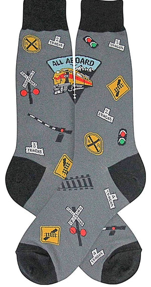 FOOT TRAFFIC Mens RAILROAD/TRAIN Socks - Novelty Socks for Less