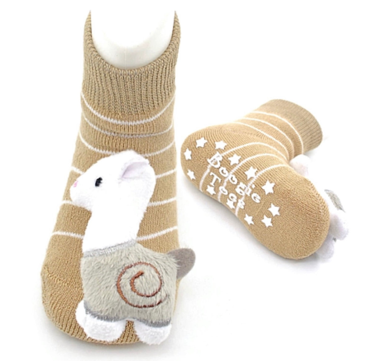 BOOGIE TOES Unisex Baby LLAMA RATTLE GRIPPER BOTTOM SOCKS By PIERO LIVENTI - Novelty Socks for Less