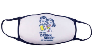FUNATIC BRAND Face Mask Cover ‘I’M THE DRUNK SHEEP OF THE FAMILY’ - Novelty Socks for Less