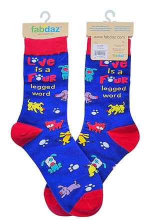 FABDAZ Brand Ladies LOVE IS A FOUR LEGGED WORD Socks - Novelty Socks for Less