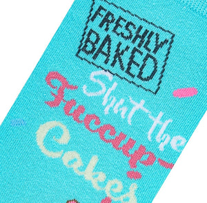 COOL SOCKS BRAND LADIES ‘FRESHLY BAKES SHUT THE FUCCUP-CAKES SOCKS - Novelty Socks for Less