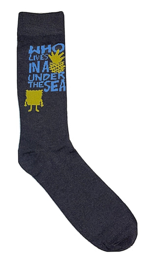 SPONGEBOB SQUAREPANTS Men’s PINEAPPLE Socks WHO LIVES IN A PINEAPPLE UNDER THE SEA? - Novelty Socks for Less