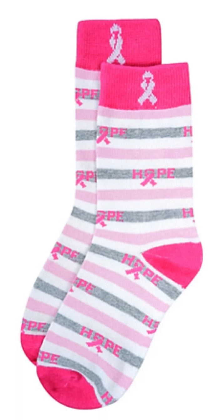 PARQUET Brand Ladies BREAST CANCER Socks PINK RIBBON Says ‘HOPE’