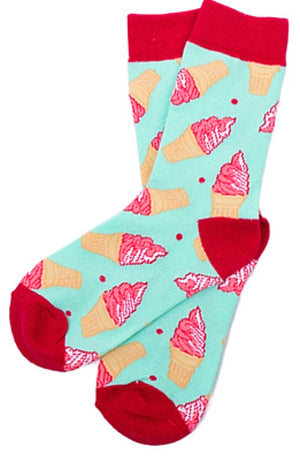 PARQUET Brand Ladies ICE CREAM CONE Socks CHOOSE CHOCOLATE/ VANILLA SWIRL OR STRAWBERRY - Novelty Socks for Less